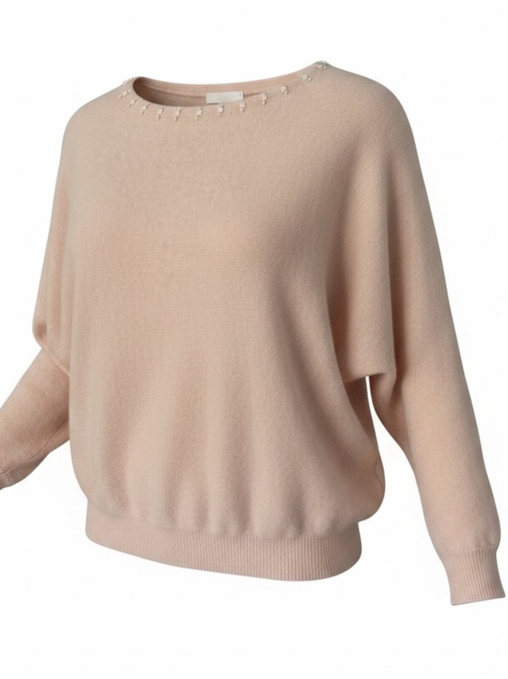 Vintage Sweater Bee Lambswool/ Angora sweater Soft Pink Beaded Crewneck Sweater